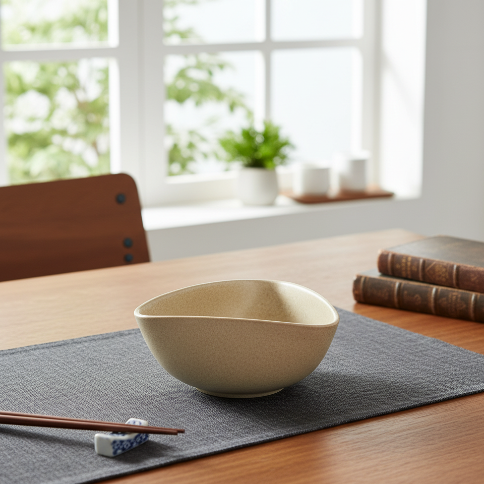 Beige V Curve Bowl