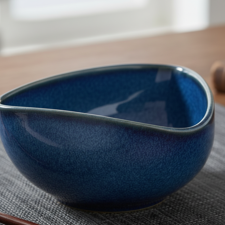 Deep Blue V Curve Bowl